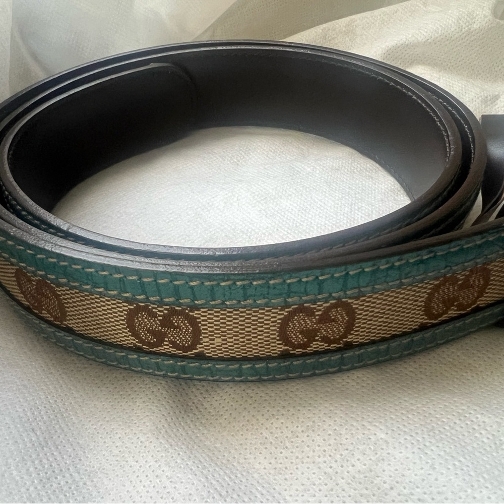 Gucci Turquoise and Gold Women's Belt - Picture 2 of 5